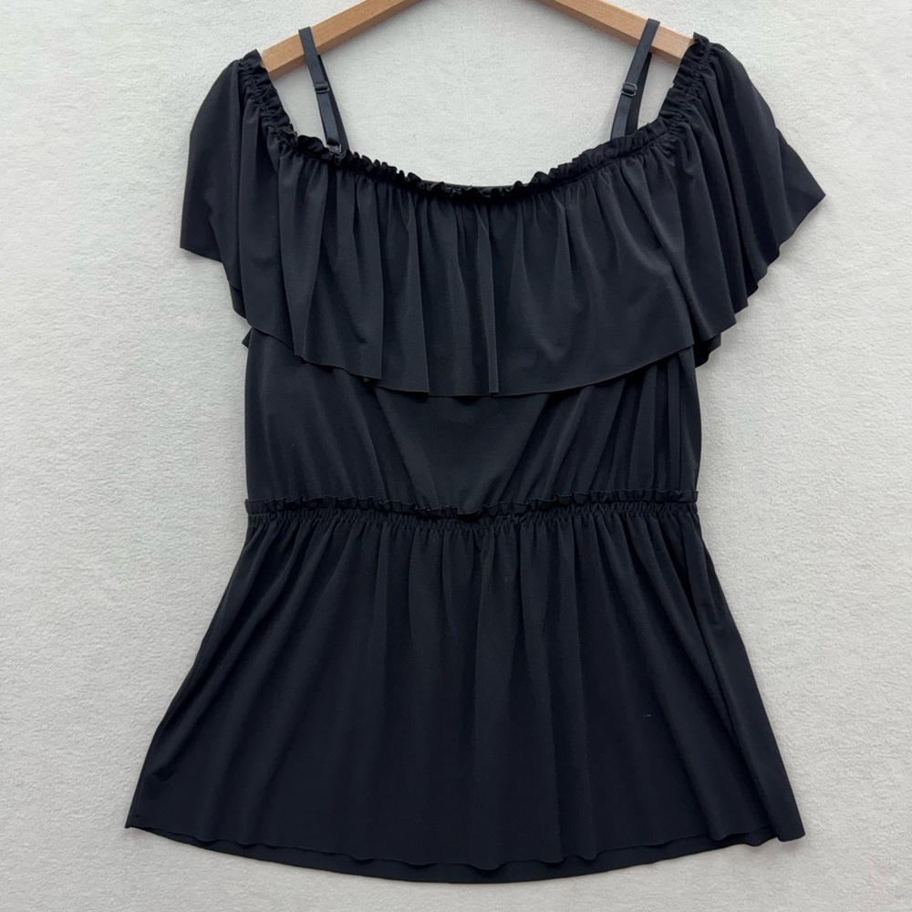 Bisou Bisou Women’s Large 3 Way Blouse Ruffled Off The Shoulder NWT - Picture 2 of 7